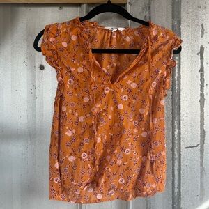 BB Dakota Mustard Yellow Ditsy Floral Cap Sleeve Blouse